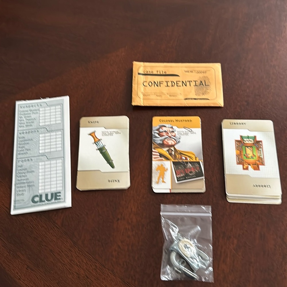 Clue Board Game Replacement Parts Cards Envelope, ...